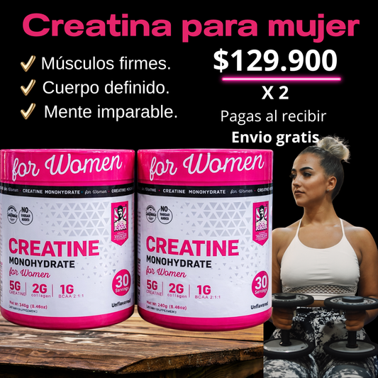 Creatine Monohydrate For Women Creatina para Mujer X2