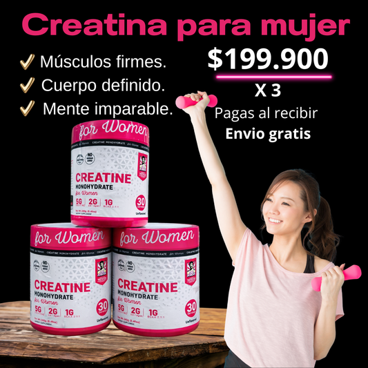 Creatine Monohydrate for women Creatina para mujer X3